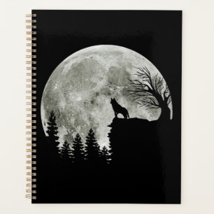 Husky Stand On Mountain Spooky Halloween Moon Planner