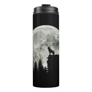 Husky Stand On Mountain Spooky Halloween Moon Thermal Tumbler