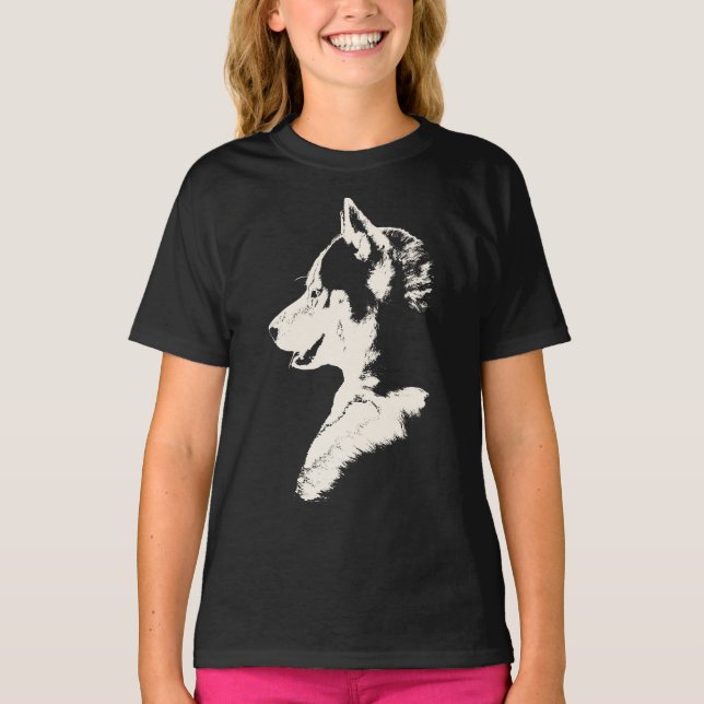 Husky T-Shirt Kid's Dog Art Tee Shirts Husky Gifts (Front)