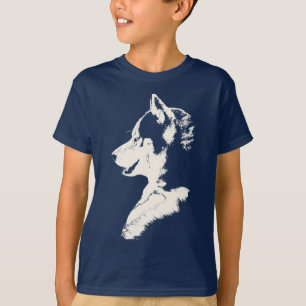 Husky T-Shirt Kid's Sled Dog Art Kid's Tee Shirts
