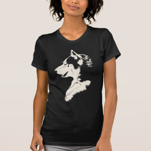 Husky T-Shirt Womens Husky / Wolf Art Tee Shirts