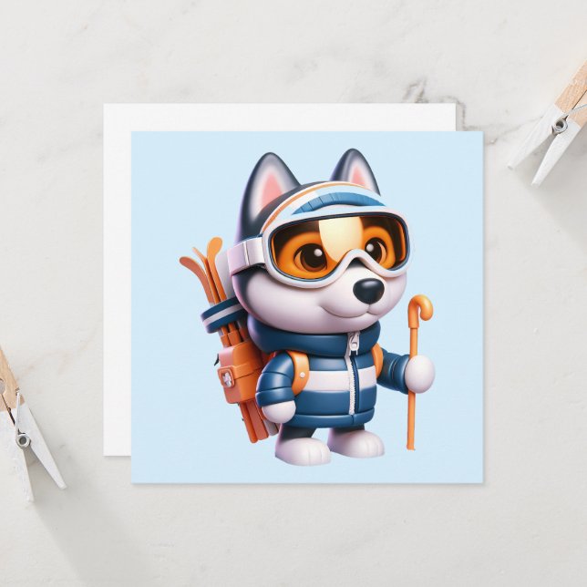 Husky the Adventurous Skier (Front/Back In Situ)