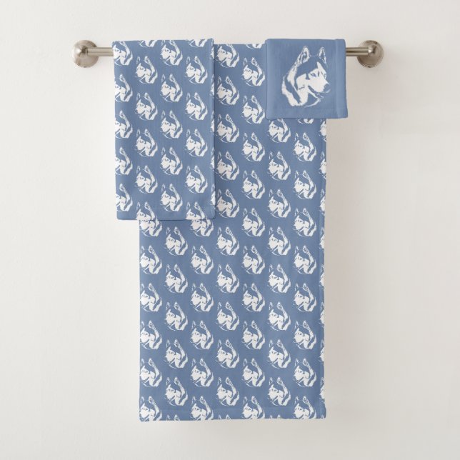 Husky Towel Set Husky Malamute Bath Decor (Insitu)