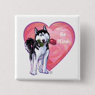 Husky Valentine's Day 15 Cm Square Badge