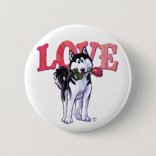 Husky Valentine's Day 6 Cm Round Badge (Front)