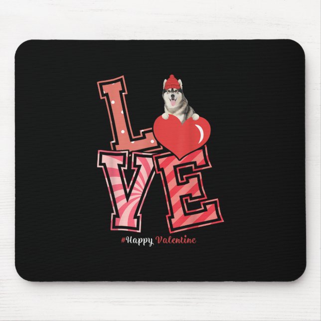 Husky Valentines Day Gift | Husky Heart Design Mouse Pad (Front)