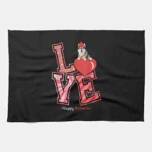 Husky Valentines Day Gift Husky Heart Design Tea Towel