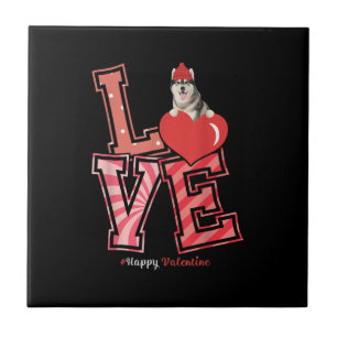 Husky Valentines Day Gift Husky Heart Design Tile