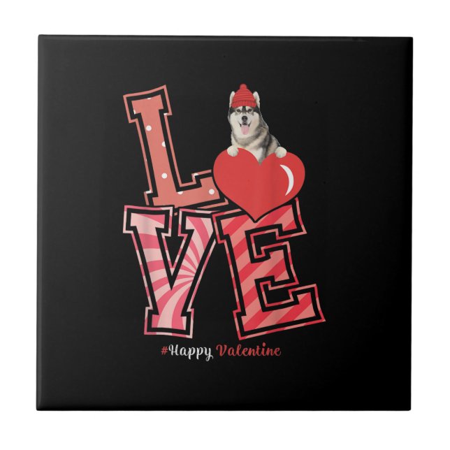 Husky Valentines Day Gift | Husky Heart Design Tile (Front)