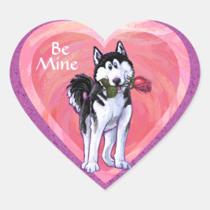 Husky Valentine's Day Heart Sticker