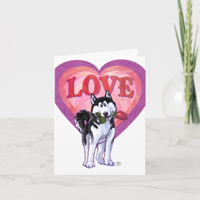 Husky Valentine's Day Holiday Card (Front)