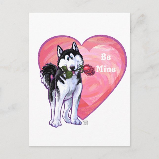 Husky Valentine's Day Holiday Postcard (Front)
