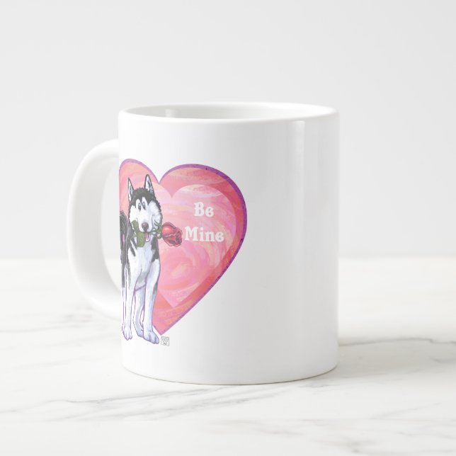 Husky Valentine's Day Large Coffee Mug (Front Left)