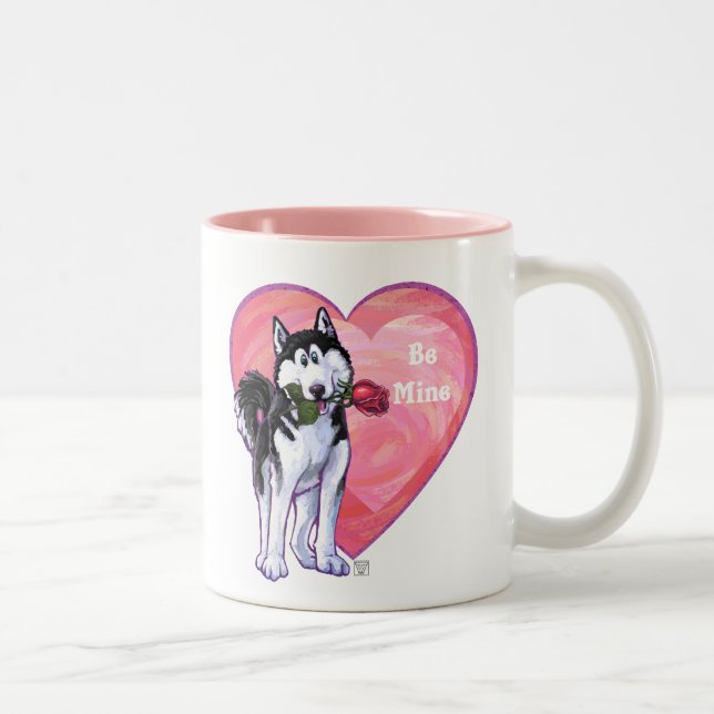 Husky Valentine's Day Two-Tone Coffee Mug (Right)
