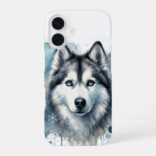 Husky Watercolor Art iPhone 16 Case