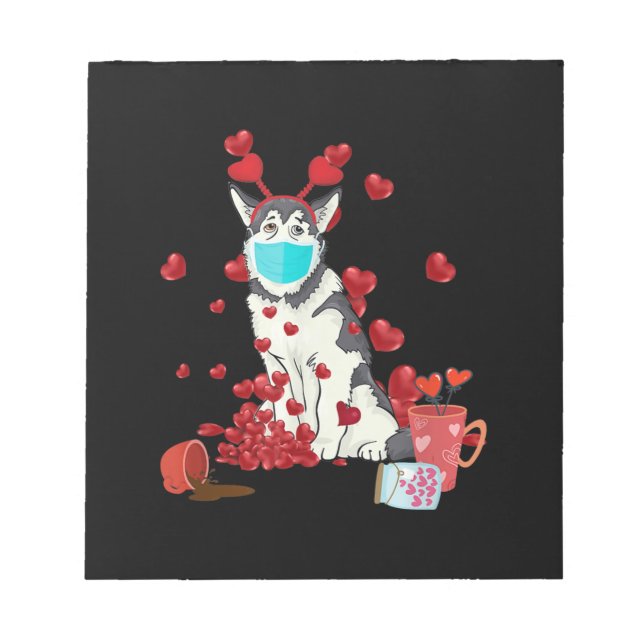 Husky Wear Face Mask | Valentines Day Gift Notepad (Front)