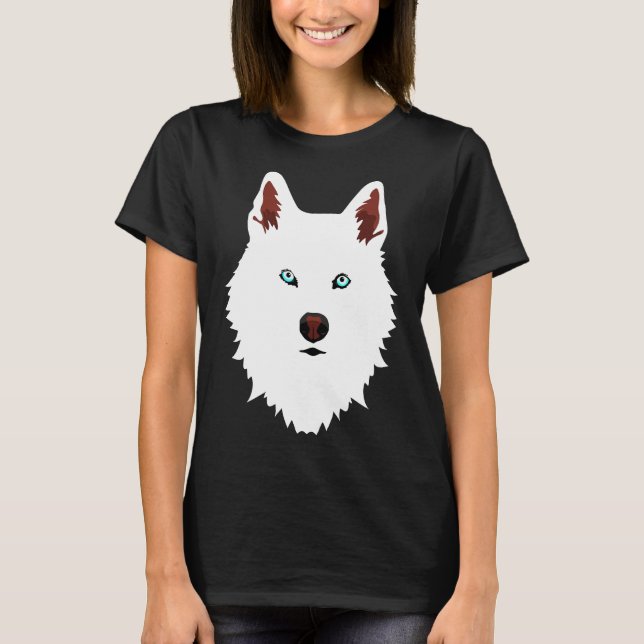Husky White Snow Dog T-Shirt (Front)