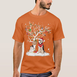 Husky Winter Snow Tree Dog Christmas Winter  T-Shirt