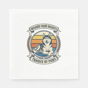 Husky Wisdom Shirt Vintage Engraving Dog Lover Des Napkin