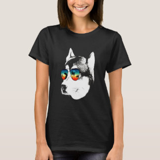 Husky With Glasses Sunglasses  T-Shirt