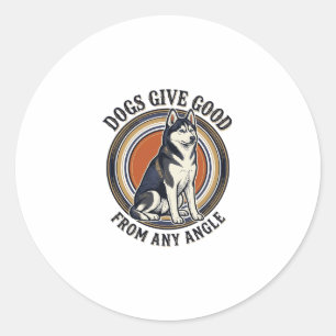 Husky Wordplay Tee Vintage Engraving Dog Quote Des Classic Round Sticker