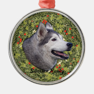 Husky Wreath Metal Tree Decoration