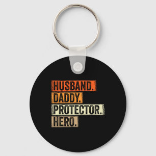 Husnd Daddy Protector Hero Mens Funny Fathers Day Key Ring