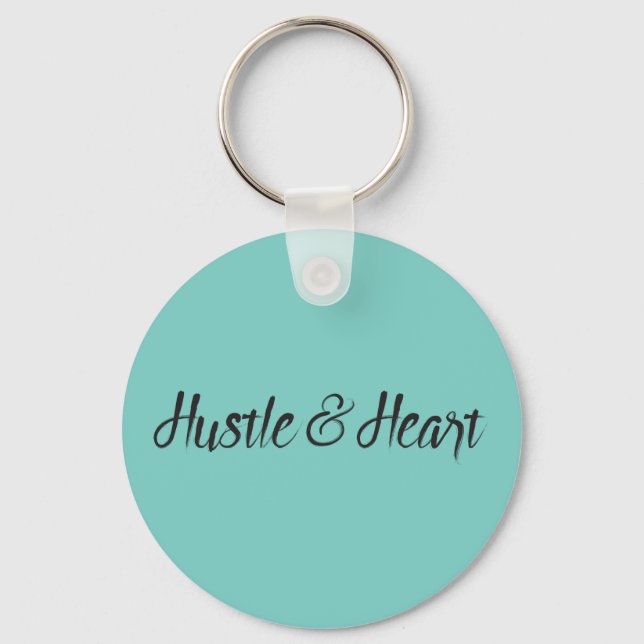 Hustle and Heart Typography Key Ring (Front)