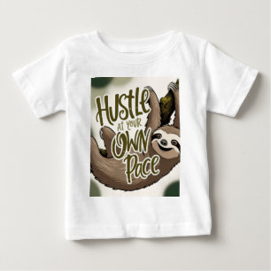 Hustle at Your Own Pace’ Sloth Graphic Baby T-Shirt