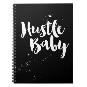 Hustle Baby Notebook, Handpainted brush script Notebook