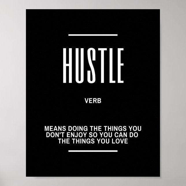 Hustle Hard Motivational Quote Poster (Front)