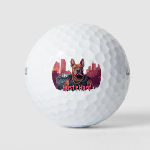Hustle Hard - Pitbull Dog with Money and Cigar Golf Balls