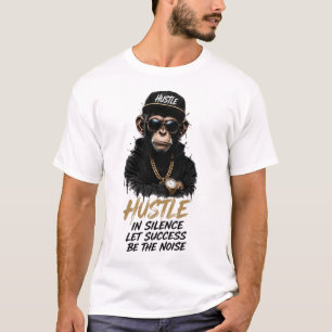 Hustle in Silence Monkey Streetwear Design T-Shirt
