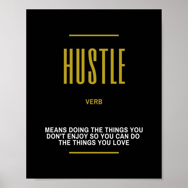 Hustle Inspirational Quote On Success Poster (Front)