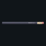 Hustle | Midnight Blue & White Pencil<br><div class="desc">Remind yourself to hustle hard with these navy & white pencils! Design features a dark midnight blue background with "Hustle" in white modern block typeface. Text is customisable.</div>
