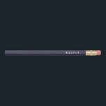 Hustle | Midnight Blue & White Pencil<br><div class="desc">Remind yourself to hustle hard with these navy & white pencils! Design features a dark midnight blue background with "Hustle" in white modern block typeface. Text is customisable.</div>