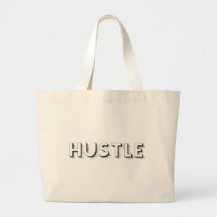 Hustle Modern Typography Large Tote Bag