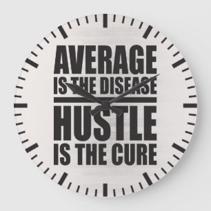 Hustle - Motivational Words Large Clock