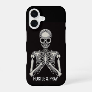 Hustle & Pray Skeleton iPhone 16 Case