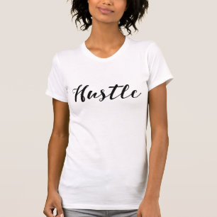 HUSTLE Trendy Black Script Calligraphy Modern Chic T-Shirt