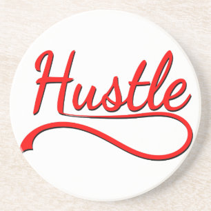 Hustle Typography Art Coaster