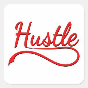 Hustle Typography Art Square Sticker