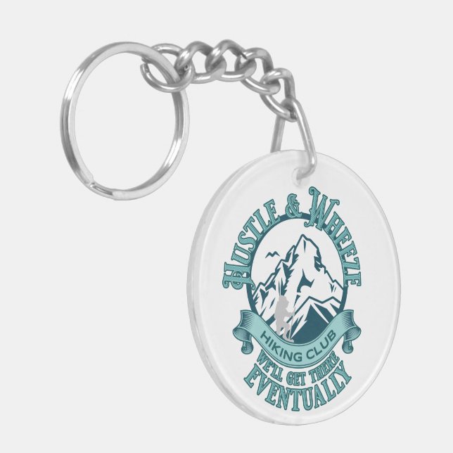 Hustle & Wheeze Hiking Club  Key Ring (Front Left)