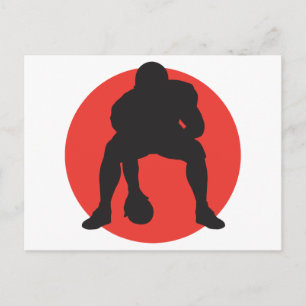 hut hut quarterback football silhouette design postcard