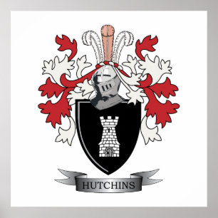 Hutchins Family Crest Coat of Arms Poster