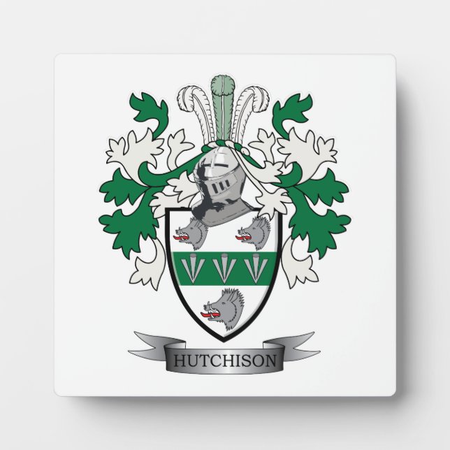 Hutchison Family Crest Coat of Arms Plaque (Front)