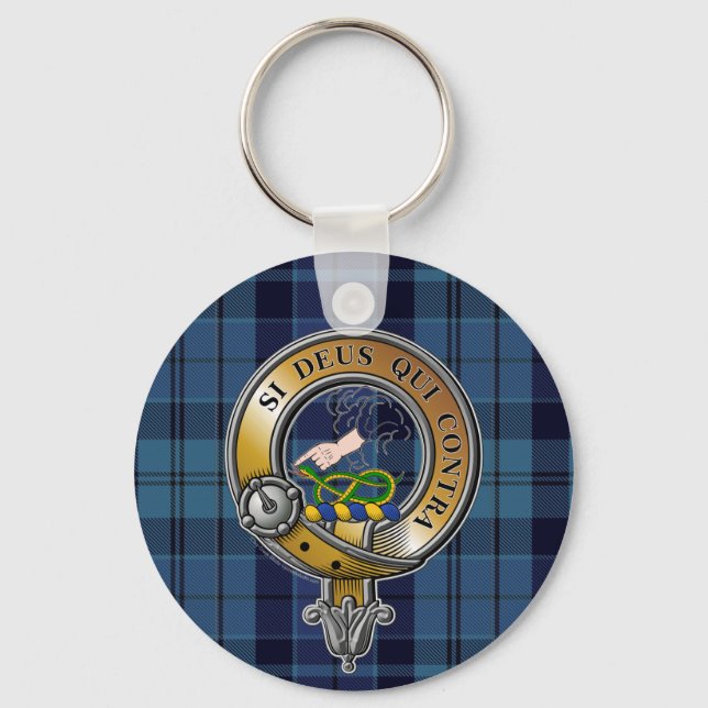 Hutton Tartan & Badge Key Ring (Front)