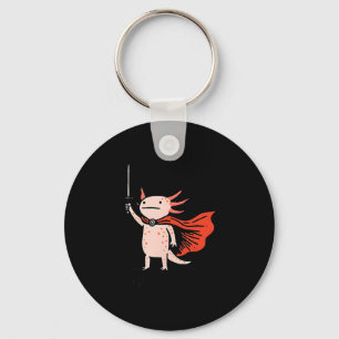 Huzzah Axolotl Knight Funny Sword Meme Quote Key Ring