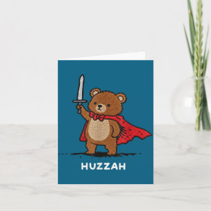 Huzzah Bear Knight Funny Sword Meme Quote Card