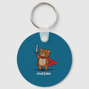 Huzzah Bear Knight Funny Sword Meme Quote  Key Ring